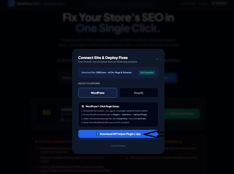 Download WP Helper Plugin Step 1